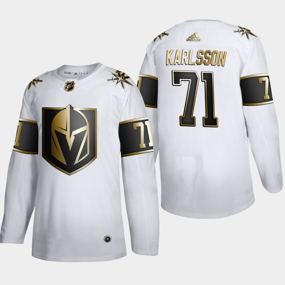 Men Vegas Golden Knights 71 William Karlsson Adidas White Golden Edition Limited Stitched NHL Jersey